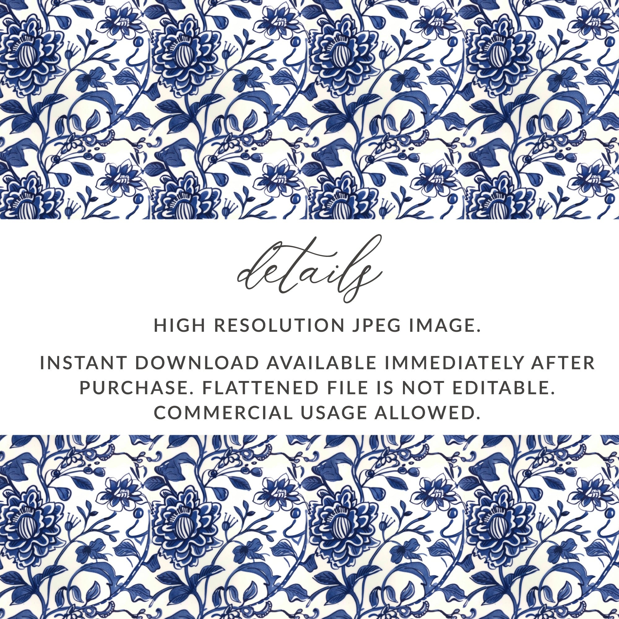 High Resolution Blue Floral Pattern Design JPEG Image