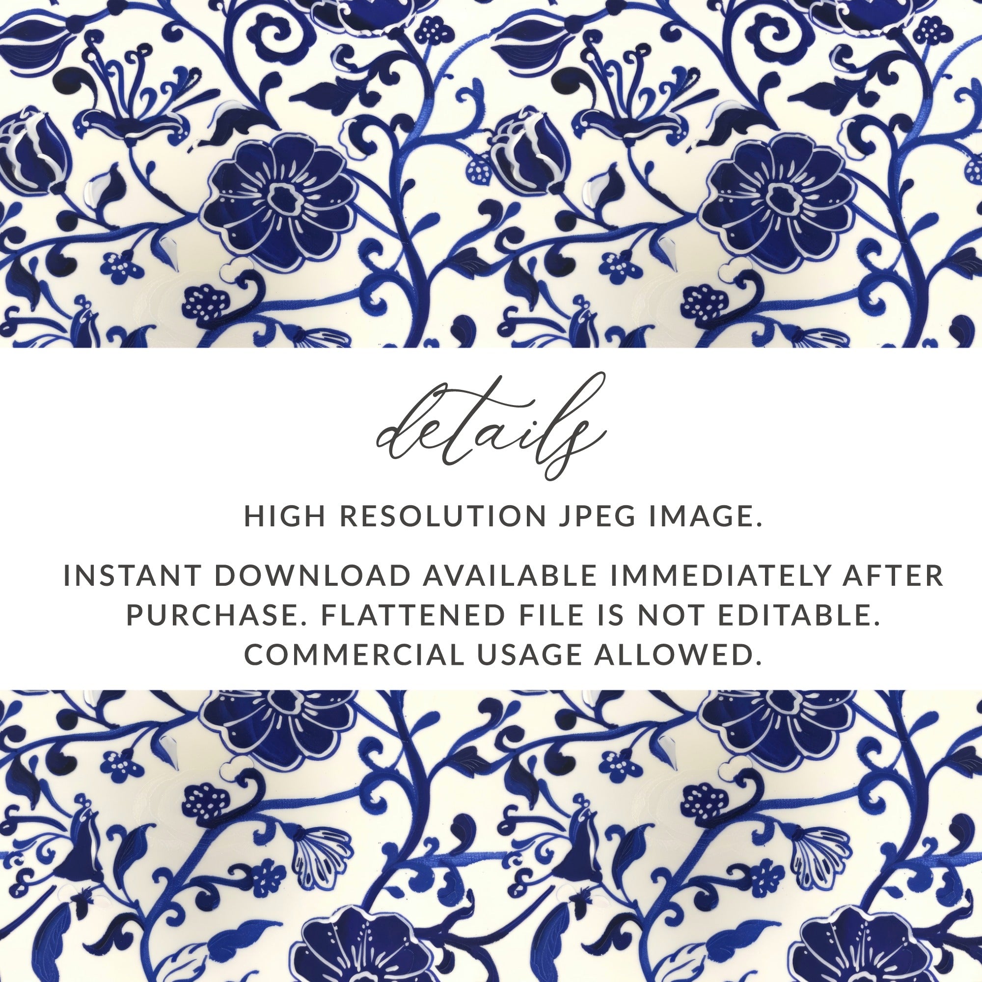 Blue Floral Pattern High Resolution JPEG Image