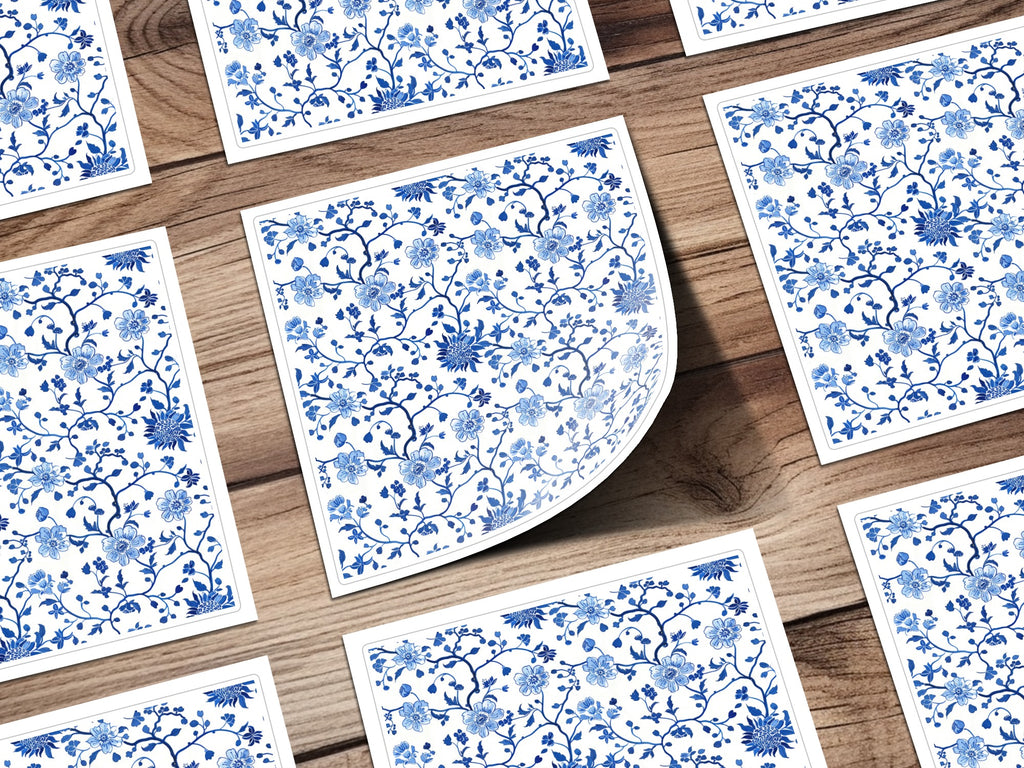 Elegant Floral Blue and White Pattern Art Print