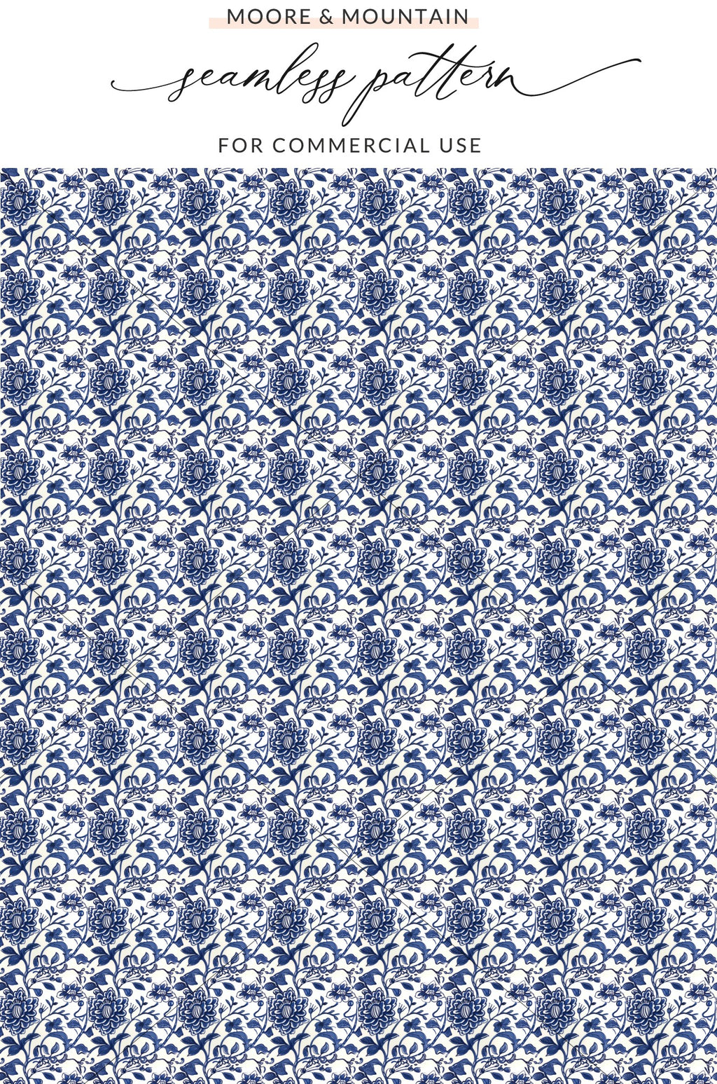 Elegant Navy Floral Seamless Pattern for Commercial Use