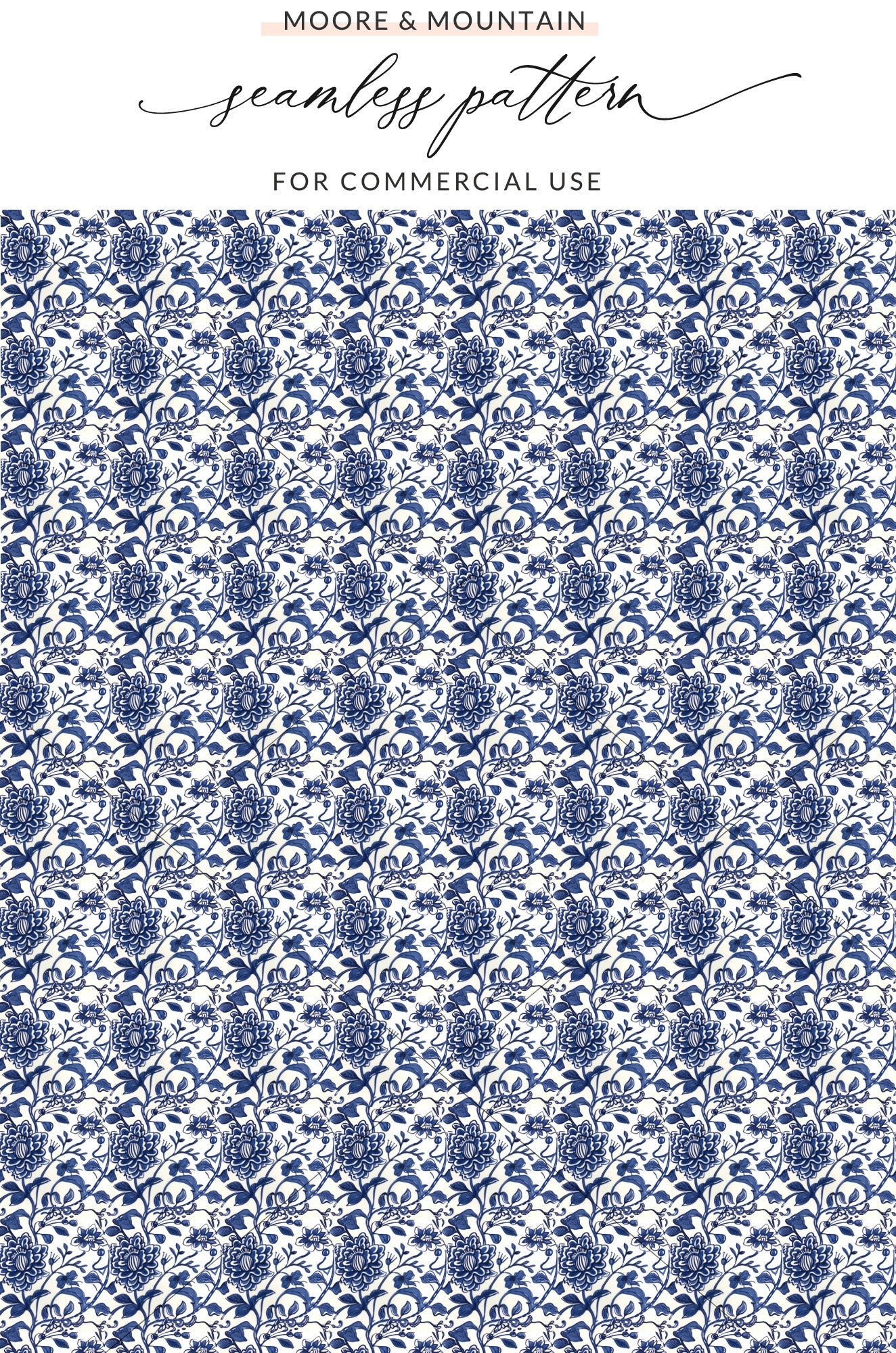 Elegant Navy Floral Seamless Pattern for Commercial Use