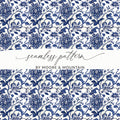 Elegant Blue Floral Seamless Pattern by Moore and Mountain