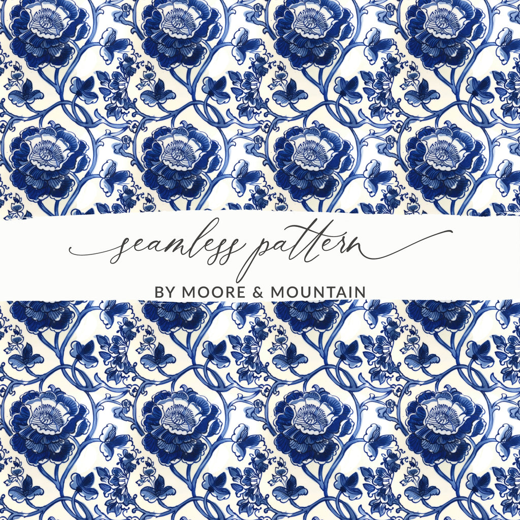 Blue Floral Seamless Pattern by Moore & Mountain Design