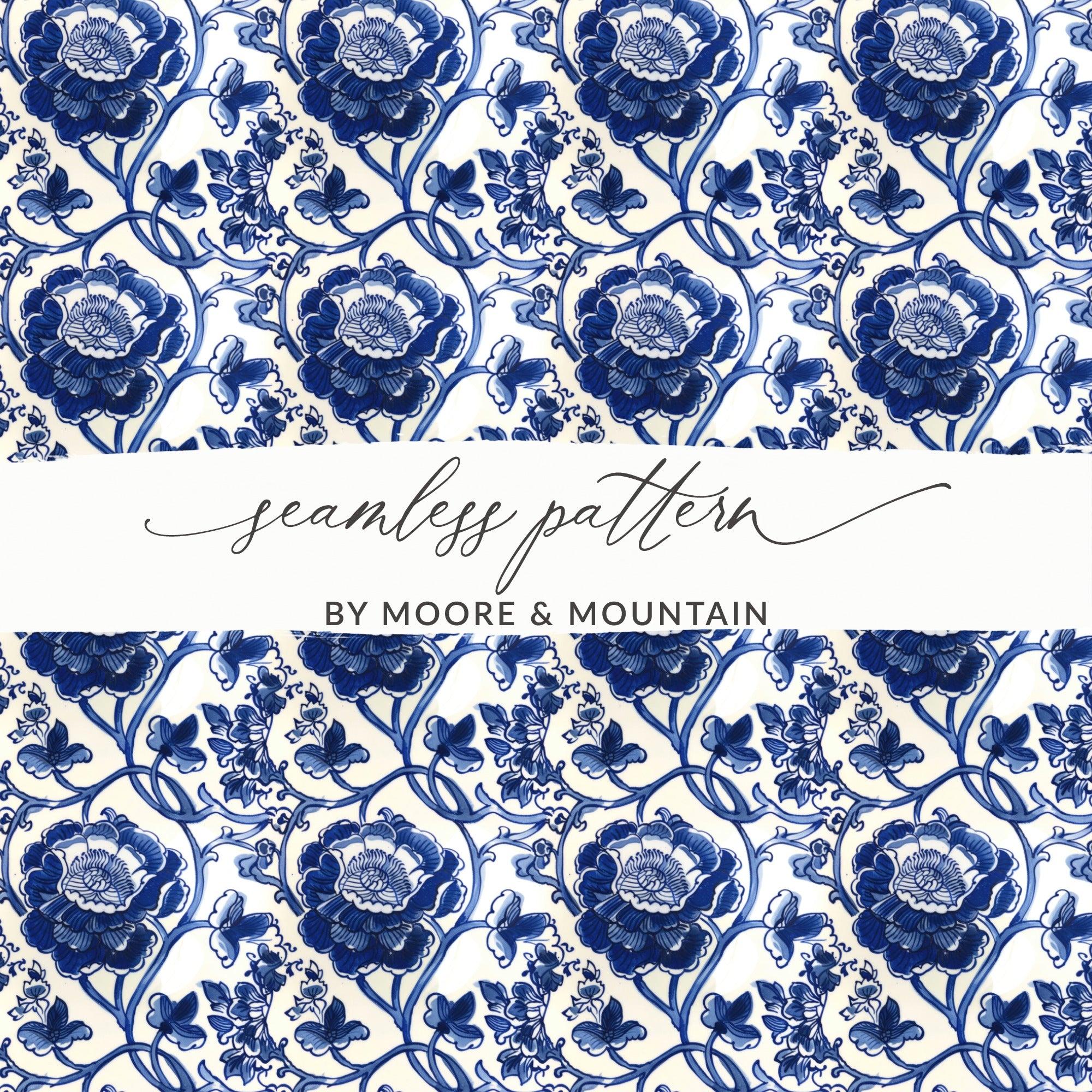 Blue Floral Seamless Pattern by Moore & Mountain Design