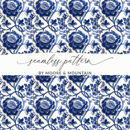Blue Floral Seamless Pattern by Moore & Mountain Design