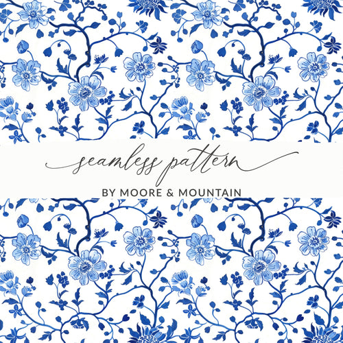Blue Floral Seamless Pattern by Moore & Mountain