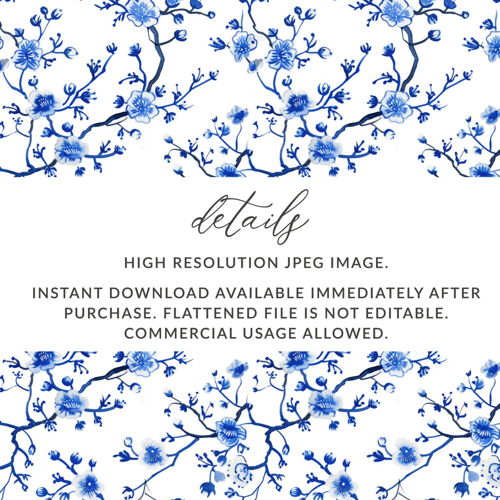 Blue Floral Branches High Resolution JPEG Download