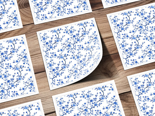 Elegant Blue Floral Design with White Background Product