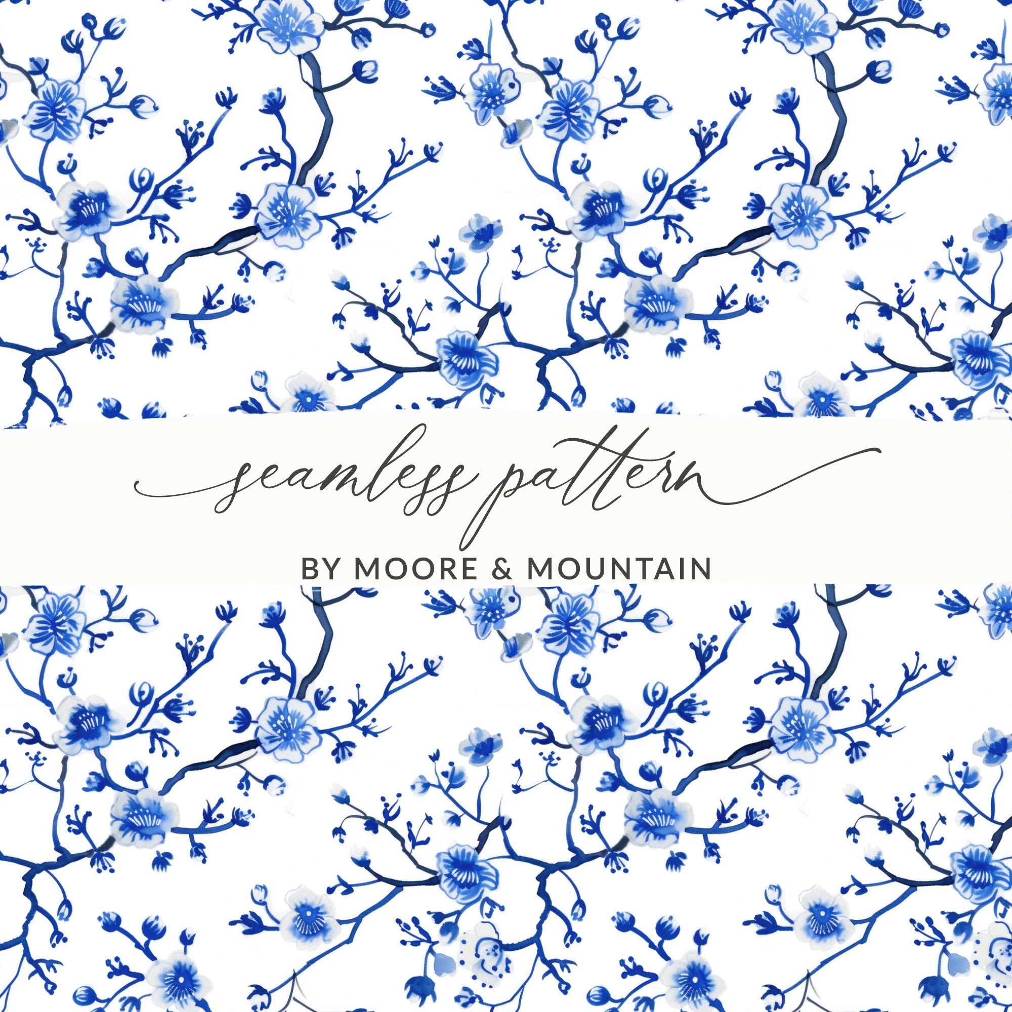 Blue Floral Seamless Pattern by Moore & Mountain Design