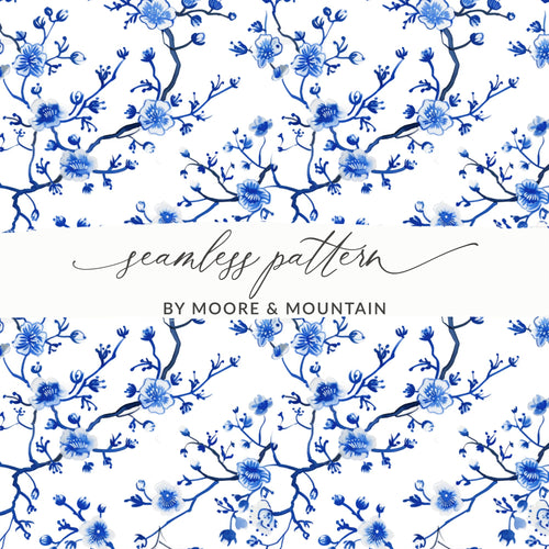 Blue Floral Seamless Pattern by Moore & Mountain Design