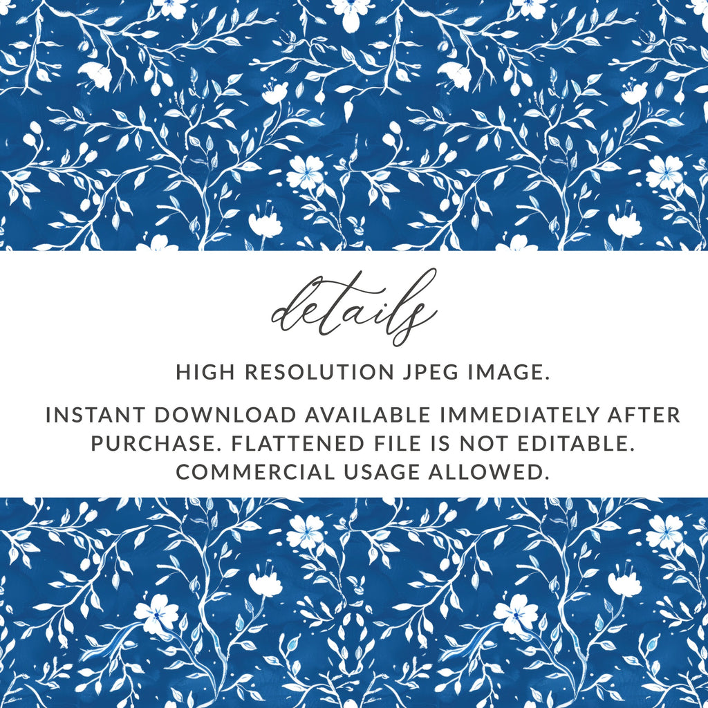 High Resolution Blue and White Floral Pattern Image