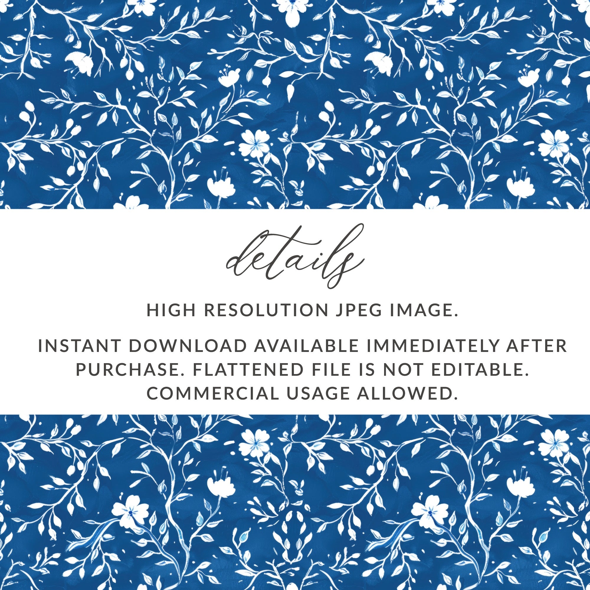 High Resolution Blue and White Floral Pattern Image