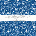 Blue and White Floral Seamless Pattern Design