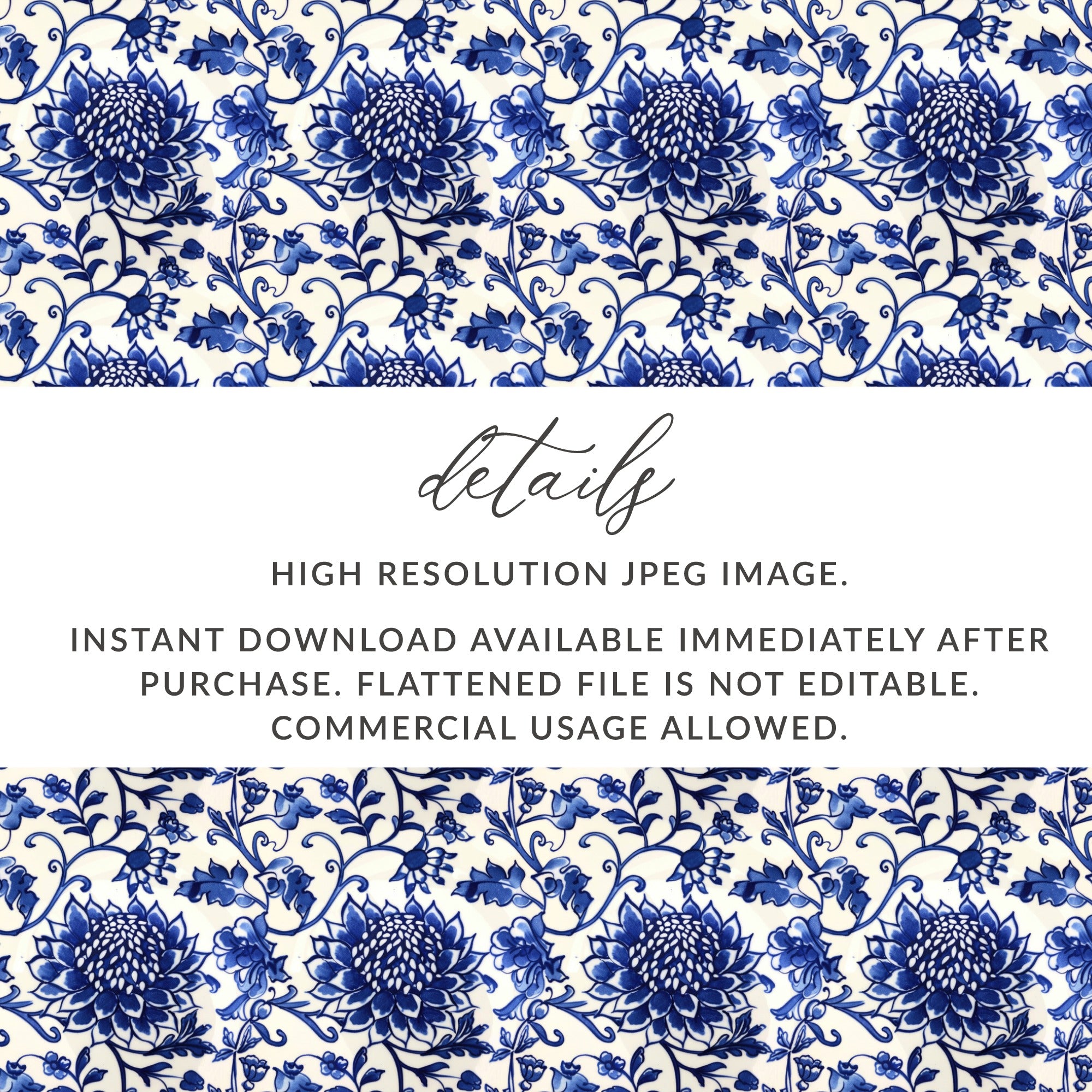 Blue Floral High Resolution JPEG Image for Download