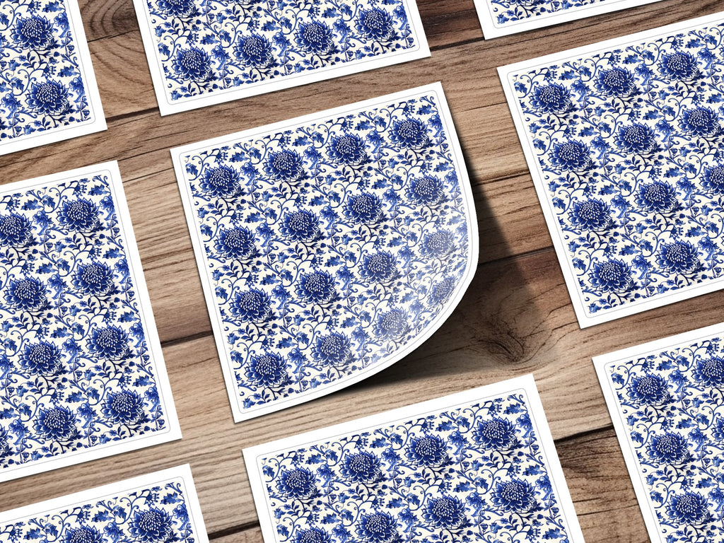 Elegant Blue Floral Pattern Design Sticker Sheet