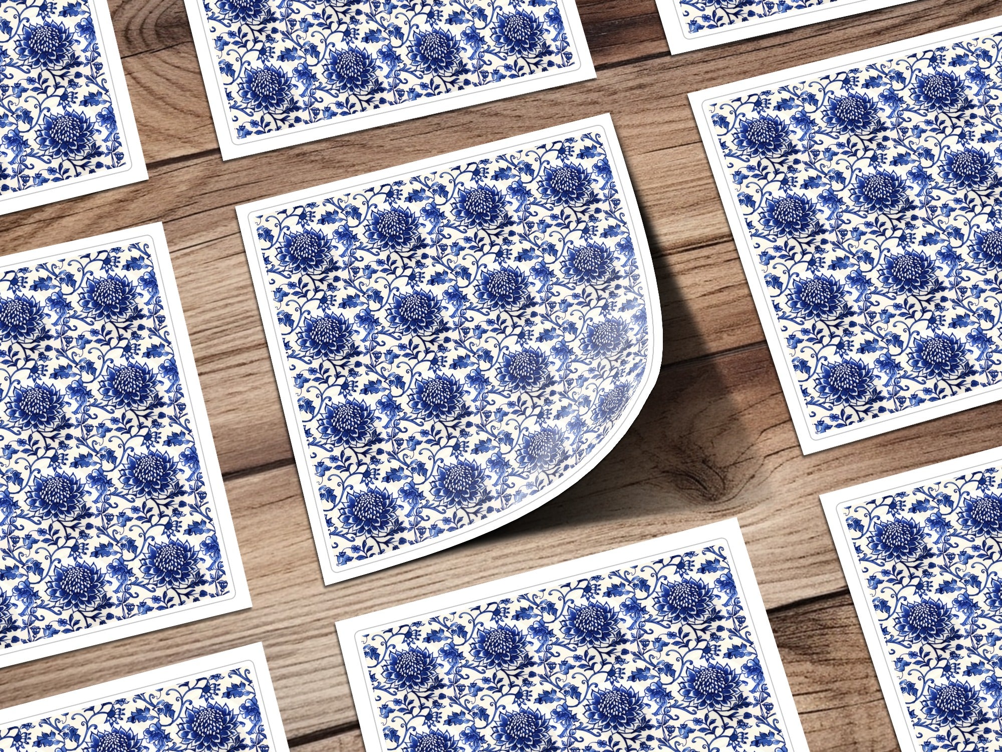 Elegant Blue Floral Pattern Design Sticker Sheet