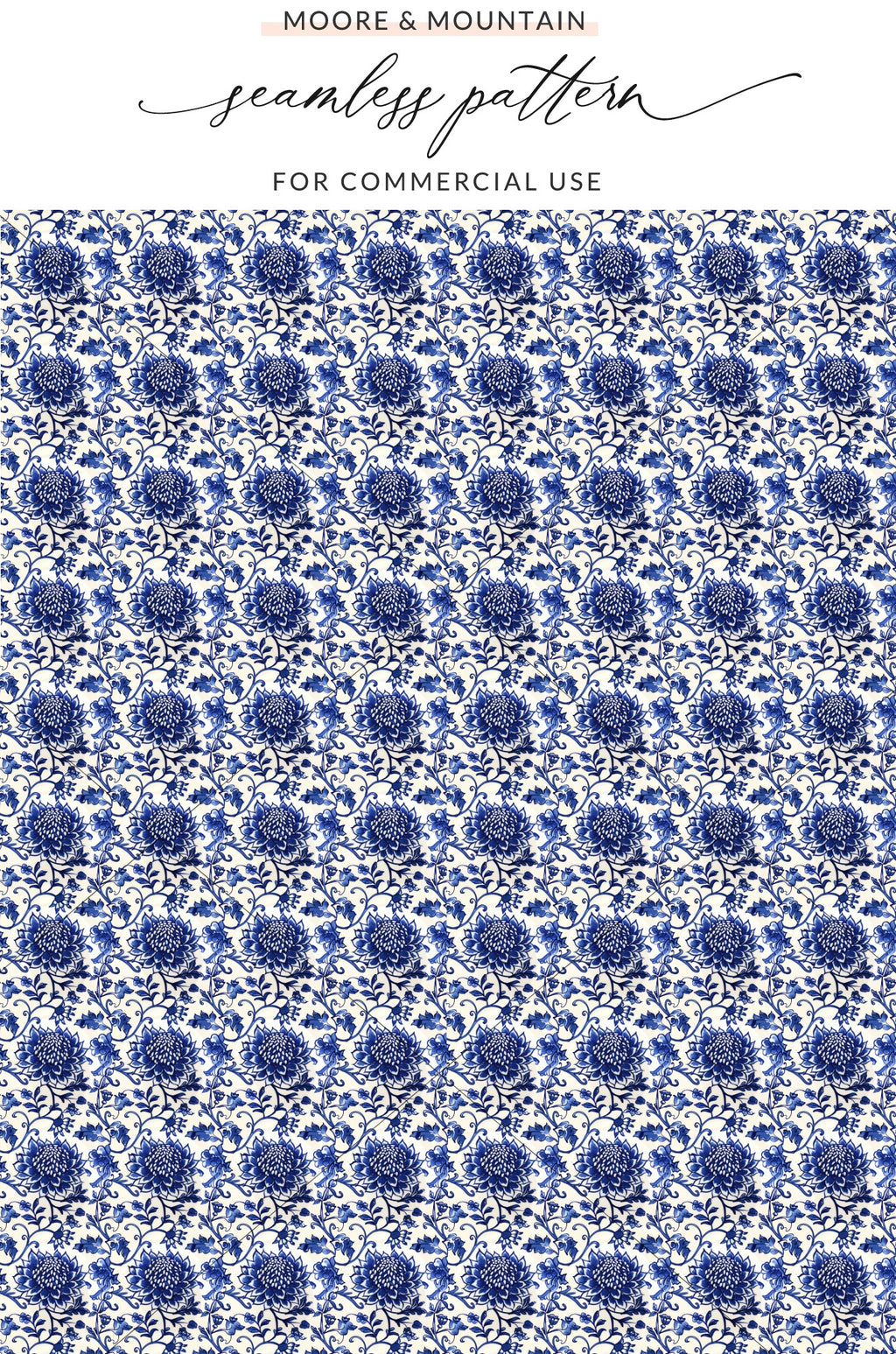 Elegant Blue and White Floral Seamless Pattern Design