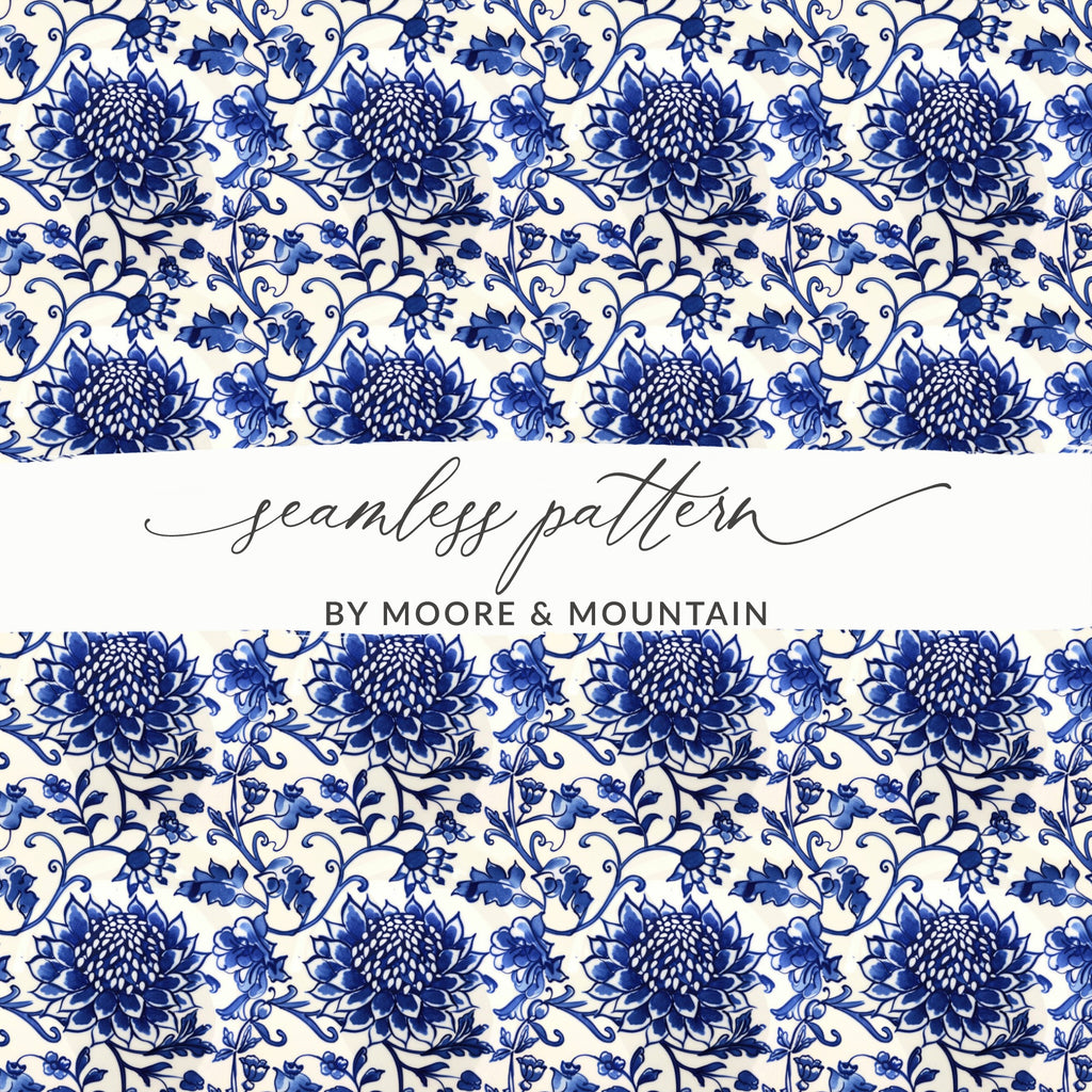 Elegant Blue Floral Seamless Pattern Design for Home Decor