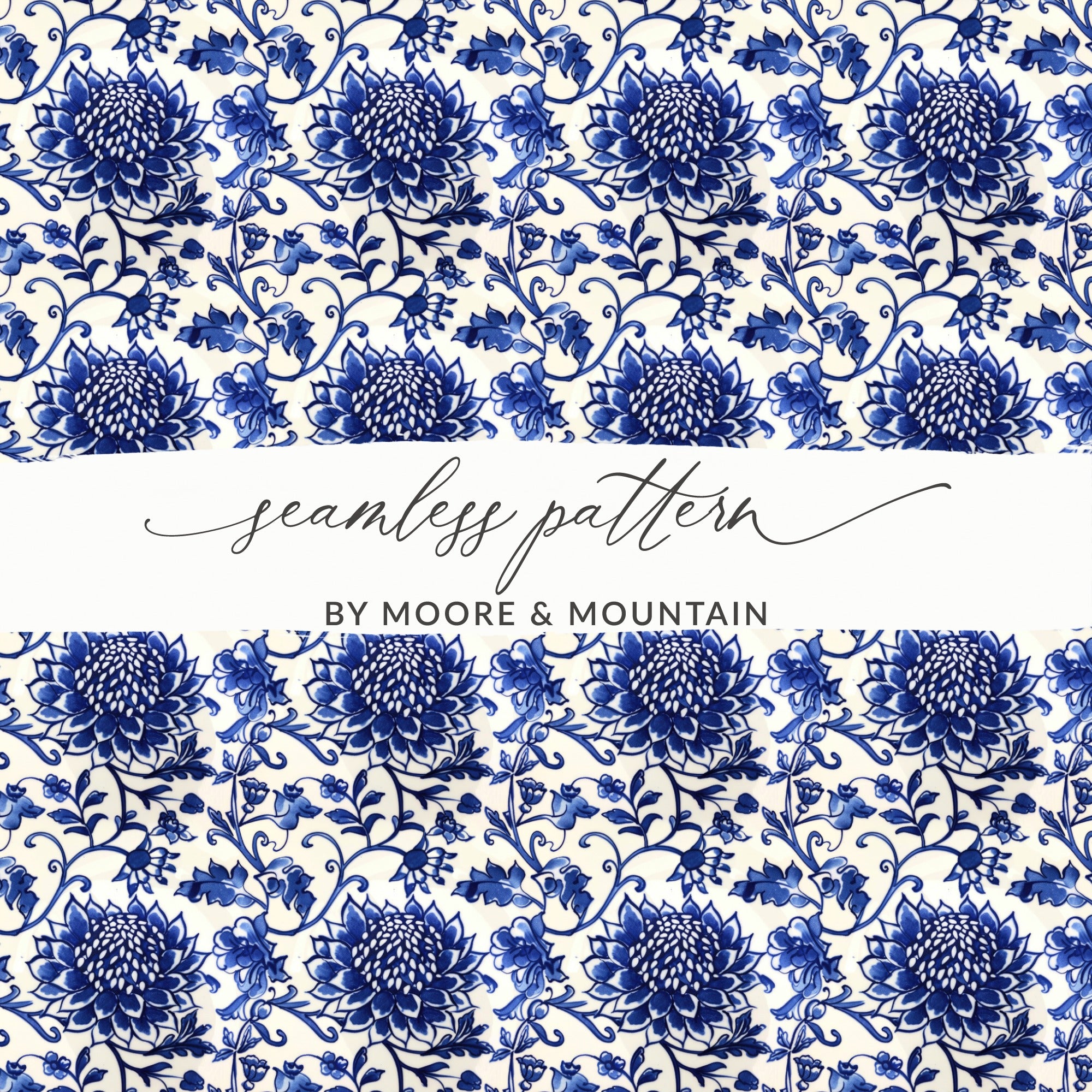 Elegant Blue Floral Seamless Pattern Design for Home Decor