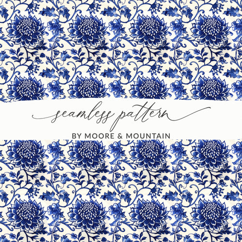 Elegant Blue Floral Seamless Pattern Design for Home Decor