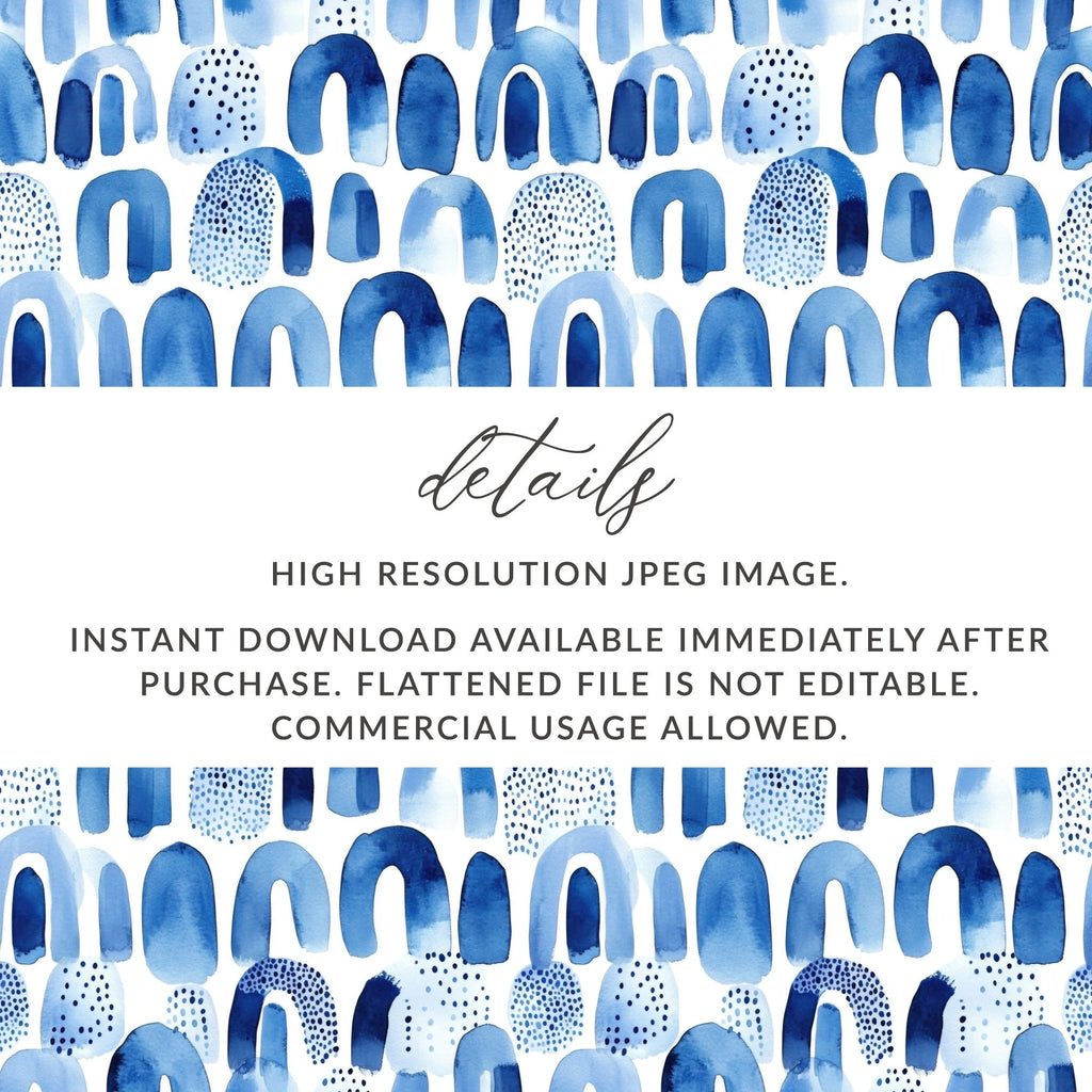Blue Shibori Indigo Ink Seamless Watercolor Geometric Pattern Digital Paper, Abstract Indigo Digital Print, Watercolor Indigo Art - Moore and Mountain