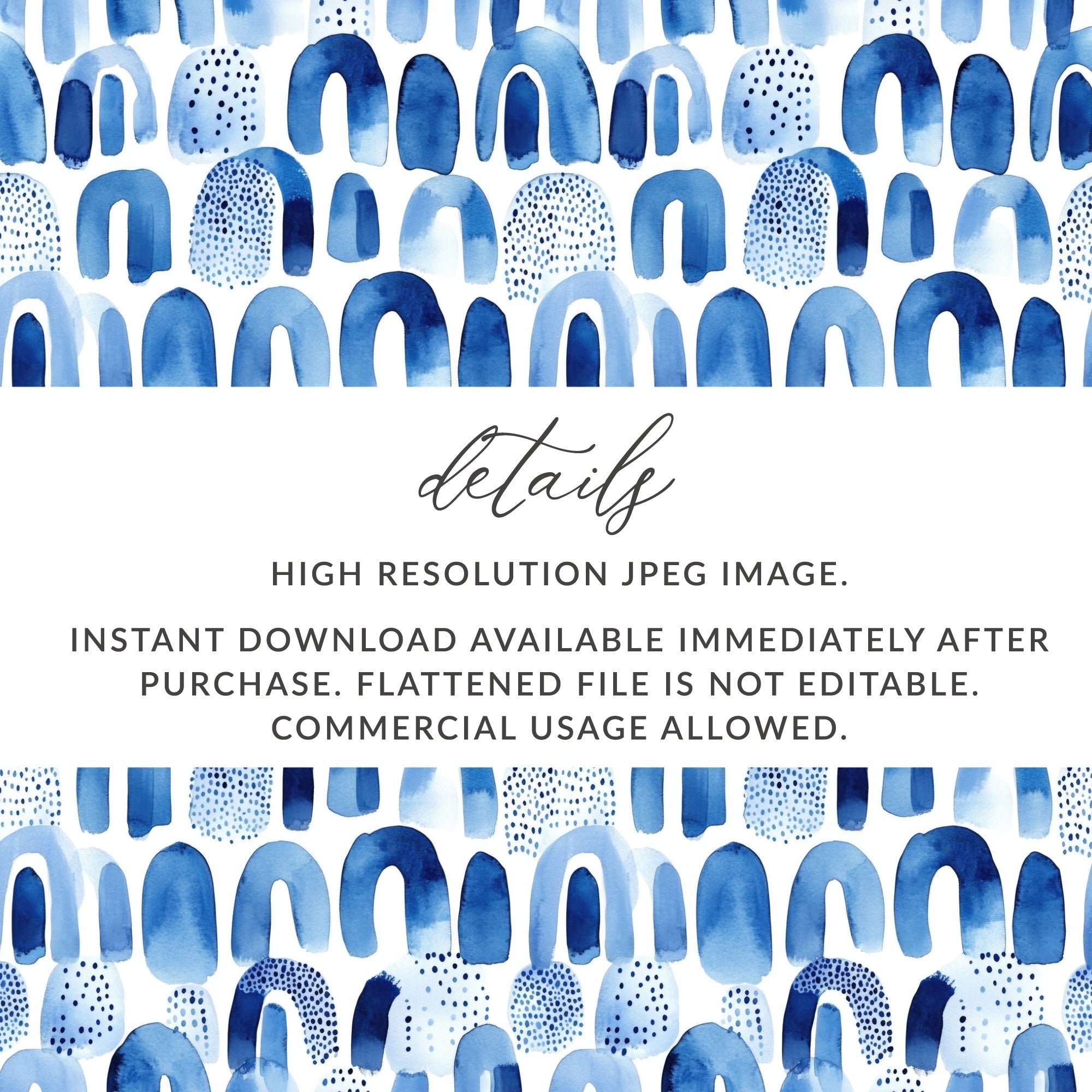 Blue Shibori Indigo Ink Seamless Watercolor Geometric Pattern Digital Paper, Abstract Indigo Digital Print, Watercolor Indigo Art - Moore and Mountain