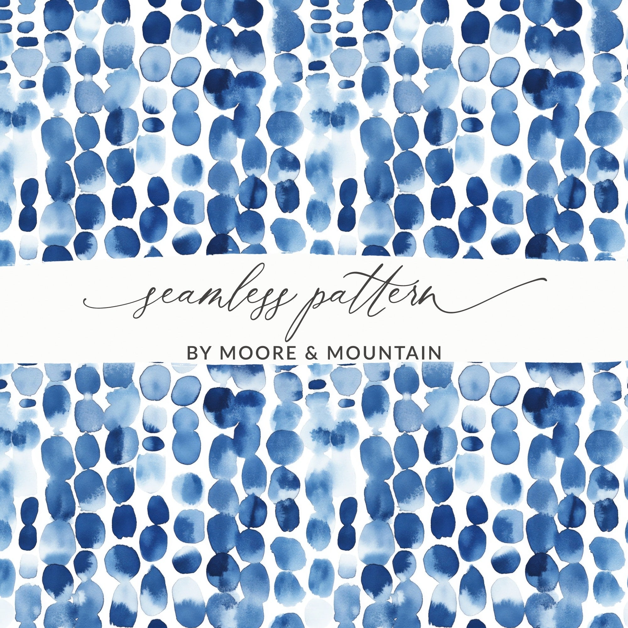 Blue Shibori Indigo Ink, Seamless Watercolor Geometric Pattern, Digital Paper, Fabric Design, Scrapbooking, Backgrounds, Graphic Design - Moore and Mountain