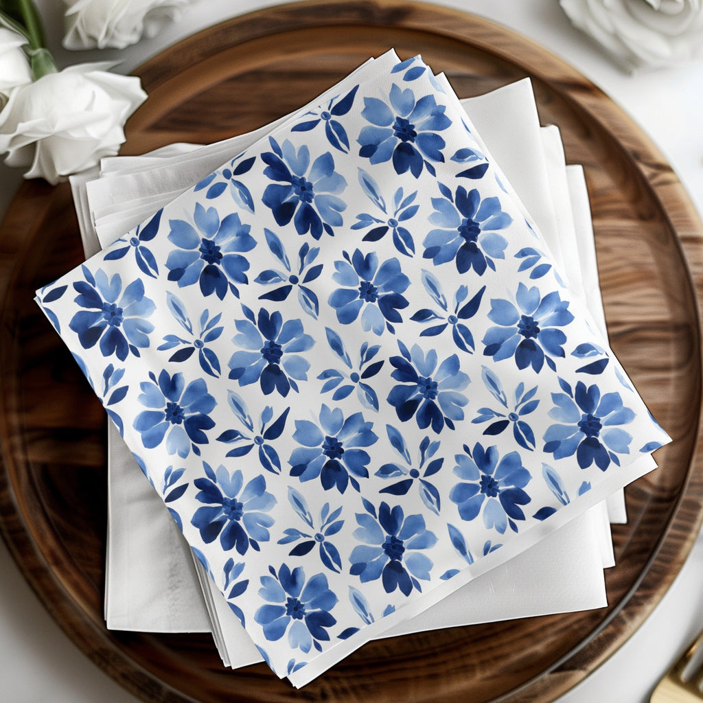Blue Shibori Indigo Ink Seamless Watercolor Geometric Pattern, Digital Paper, Floral Design, Textile Print, Background Texture, Scrapbooking - Moore and Mountain