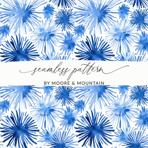 Blue Shibori Indigo Ink Seamless Watercolor Geometric Pattern, Digital Paper, Modern Fabric Design, Repeat Pattern, Indigo Shibori Texture - Moore and Mountain
