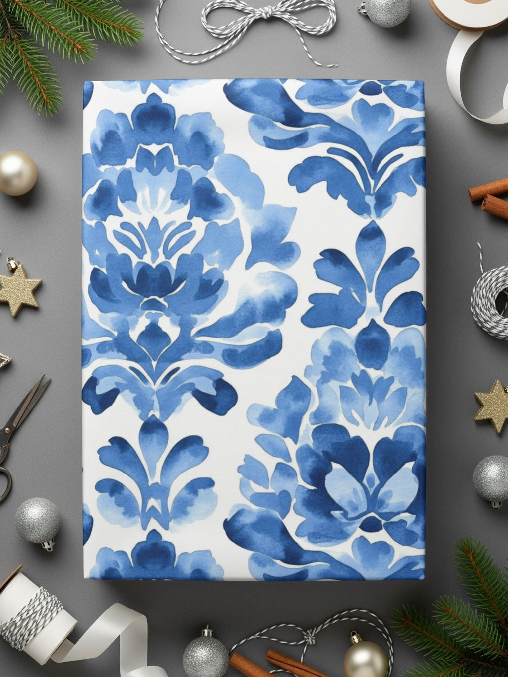 Blue Shibori Indigo Ink Seamless Watercolor Geometric Pattern Digital Product, Floral Damask, Indigo Texture, Fabric Design, Scrapbooking - Moore and Mountain