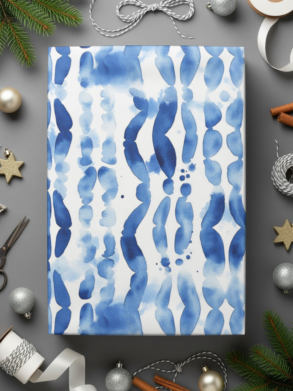 Blue Shibori Seamless Watercolor Geometric Pattern Digital, Indigo Ink Texture, Fabric Design, Scrapbooking Paper, Digital Background - Moore and Mountain