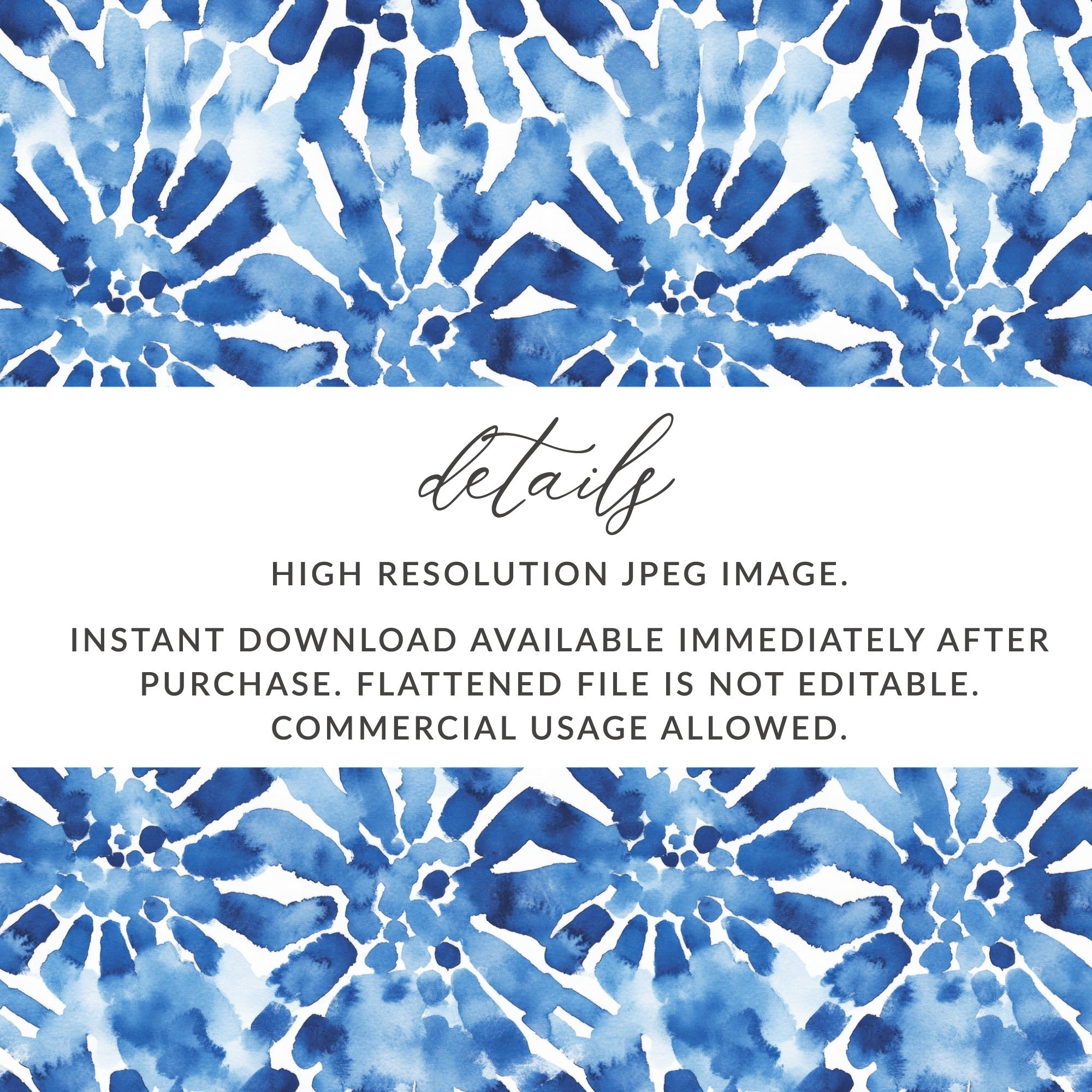 Blue Shibori Seamless Watercolor Geometric Pattern Digital, Indigo Ink Texture Print, Repeatable Design - Moore and Mountain