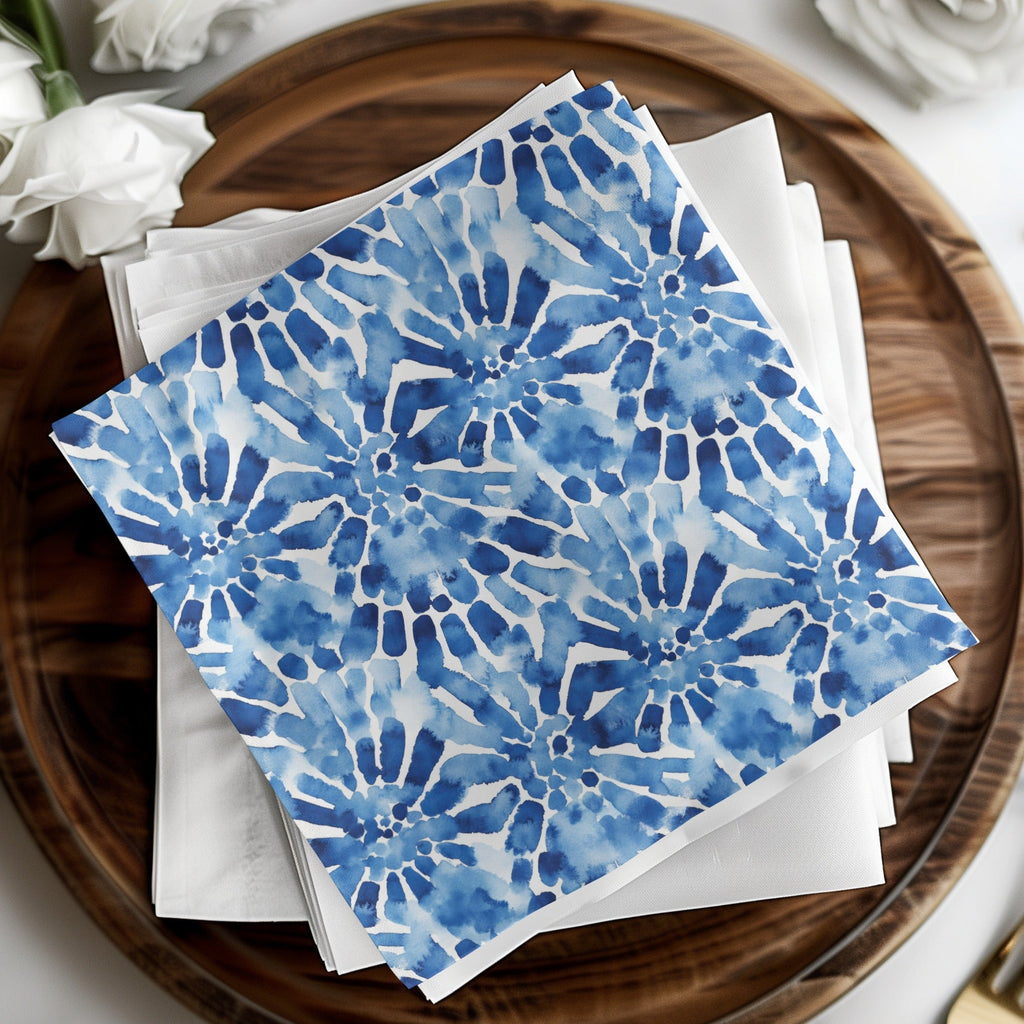 Blue Shibori Seamless Watercolor Geometric Pattern Digital, Indigo Ink Texture Print, Repeatable Design - Moore and Mountain