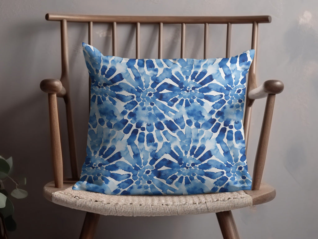 Blue Shibori Seamless Watercolor Geometric Pattern Digital, Indigo Ink Texture Print, Repeatable Design - Moore and Mountain