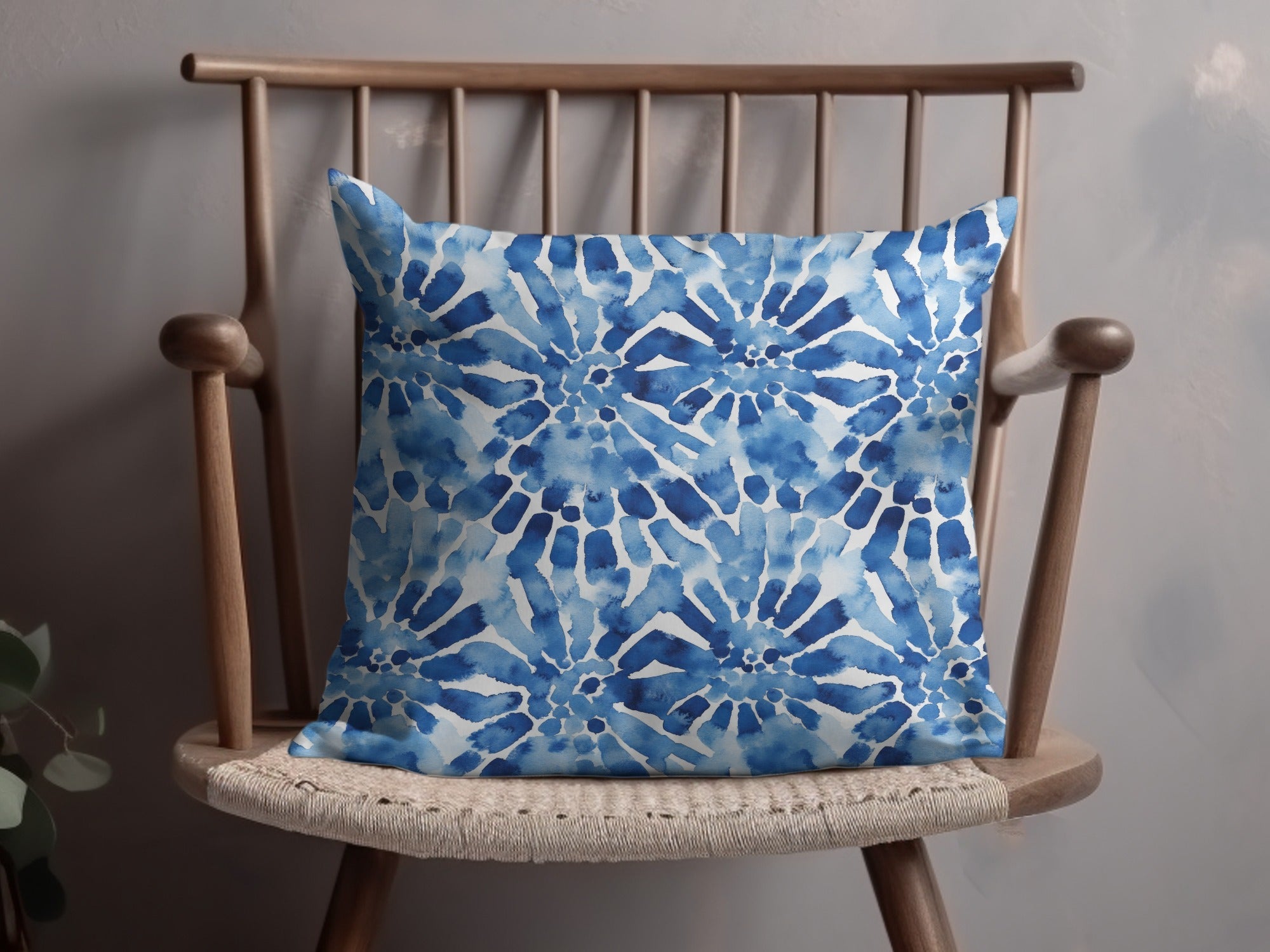 Blue Shibori Seamless Watercolor Geometric Pattern Digital, Indigo Ink Texture Print, Repeatable Design - Moore and Mountain