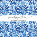 Blue Shibori Seamless Watercolor Geometric Pattern Digital, Indigo Ink Texture Print, Repeatable Design - Moore and Mountain