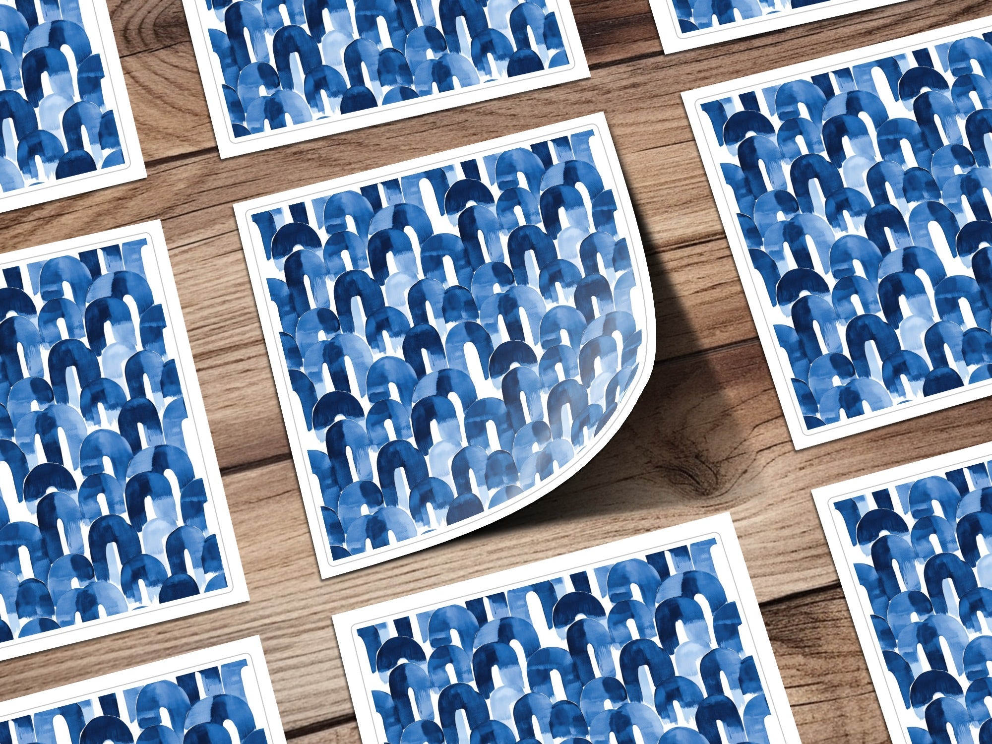 Blue Shibori Seamless Watercolor Geometric Pattern, Indigo Ink Digital Paper, Abstract Design, Fabric Print, Scrapbooking Digital Product - Moore and Mountain