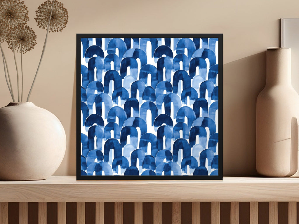 Blue Shibori Seamless Watercolor Geometric Pattern, Indigo Ink Digital Paper, Abstract Design, Fabric Print, Scrapbooking Digital Product - Moore and Mountain