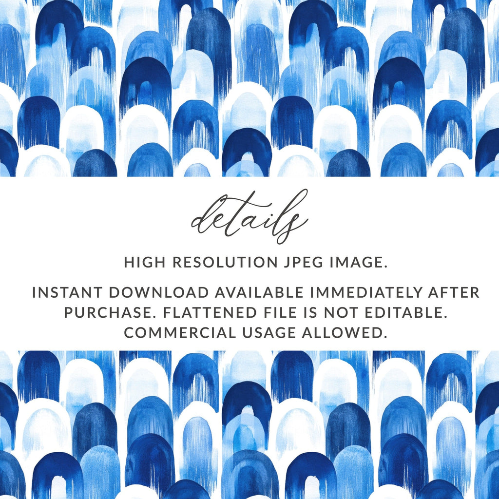 Blue Shibori Seamless Watercolor Geometric Pattern, Indigo Ink Digital Paper, Abstract Design, Textile Print, Scrapbooking, DIY Crafts - Moore and Mountain