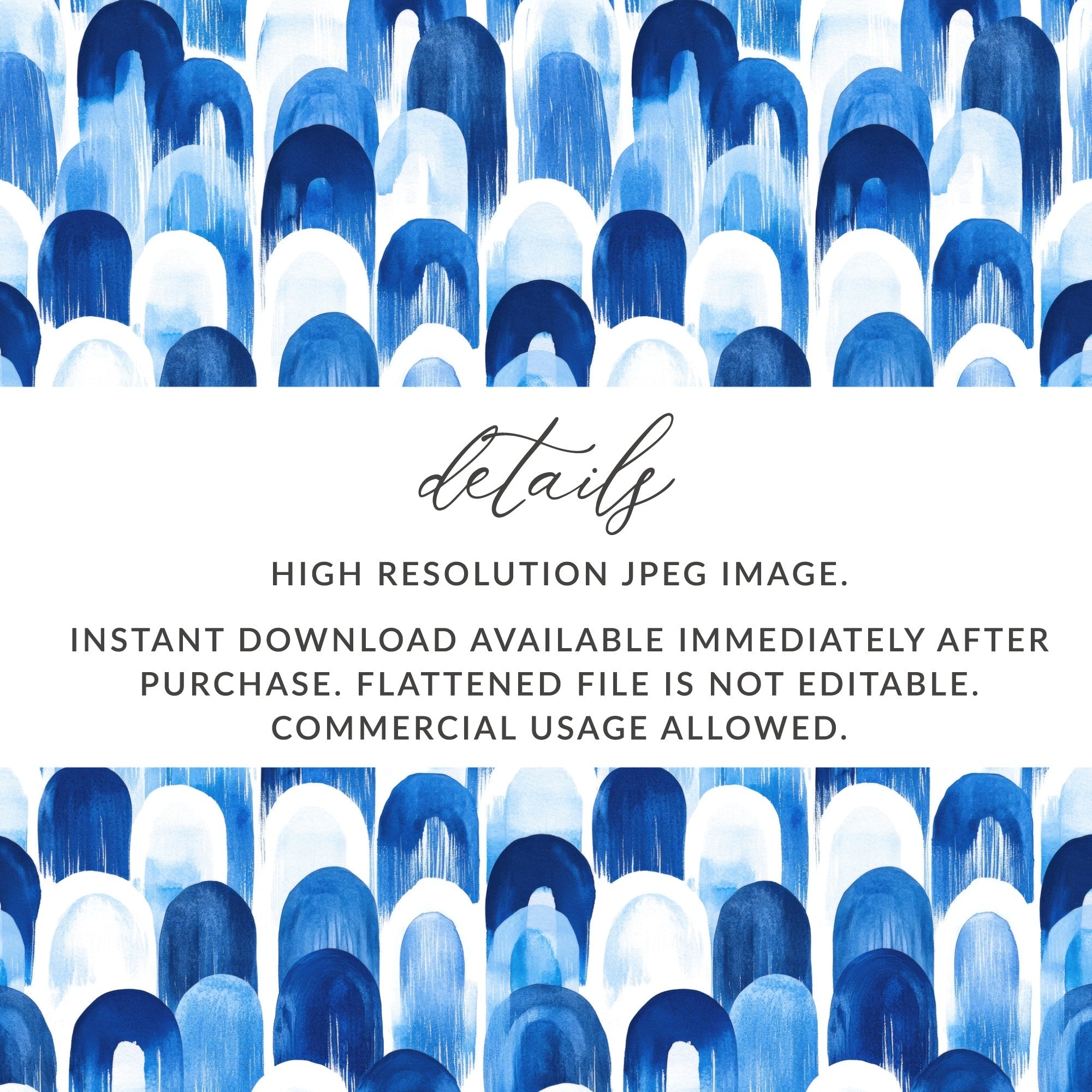 Blue Shibori Seamless Watercolor Geometric Pattern, Indigo Ink Digital Paper, Abstract Design, Textile Print, Scrapbooking, DIY Crafts - Moore and Mountain