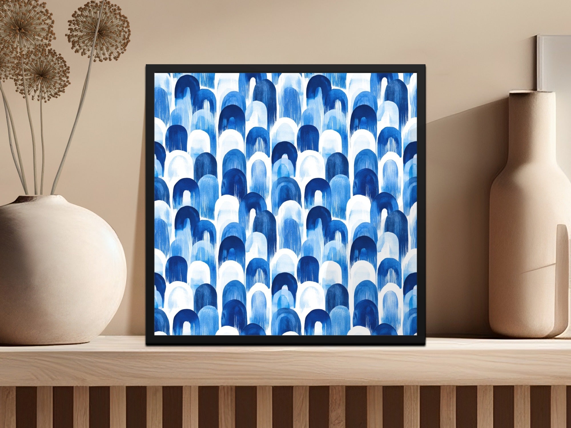 Blue Shibori Seamless Watercolor Geometric Pattern, Indigo Ink Digital Paper, Abstract Design, Textile Print, Scrapbooking, DIY Crafts - Moore and Mountain