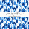 Blue Shibori Seamless Watercolor Geometric Pattern, Indigo Ink Digital Paper, Abstract Design, Textile Print, Scrapbooking, DIY Crafts - Moore and Mountain