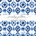 Blue Shibori Seamless Watercolor Geometric Pattern, Indigo Ink Digital Paper, Abstract Dyed Repeat Print, Modern Fabric Design - Moore and Mountain