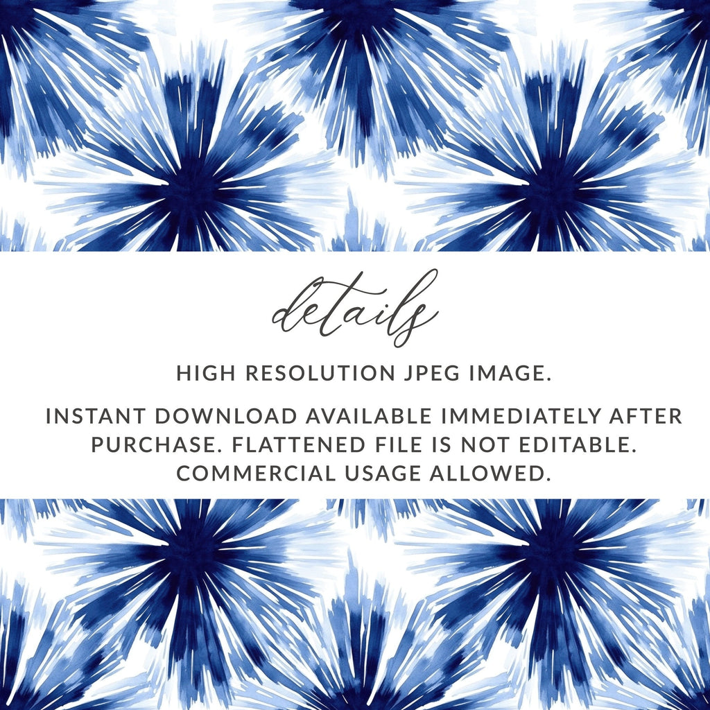 Blue Shibori Seamless Watercolor Geometric Pattern, Indigo Ink Digital Paper, Abstract Shibori Design, Seamless Digital Pattern - Moore and Mountain