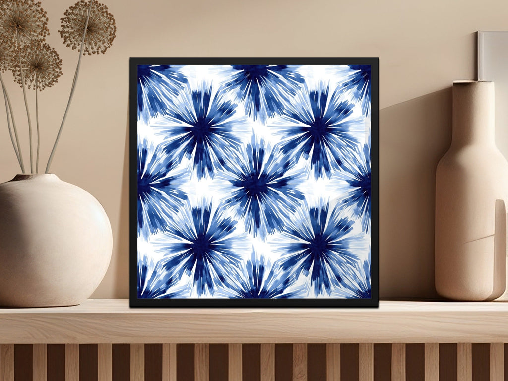 Blue Shibori Seamless Watercolor Geometric Pattern, Indigo Ink Digital Paper, Abstract Shibori Design, Seamless Digital Pattern - Moore and Mountain
