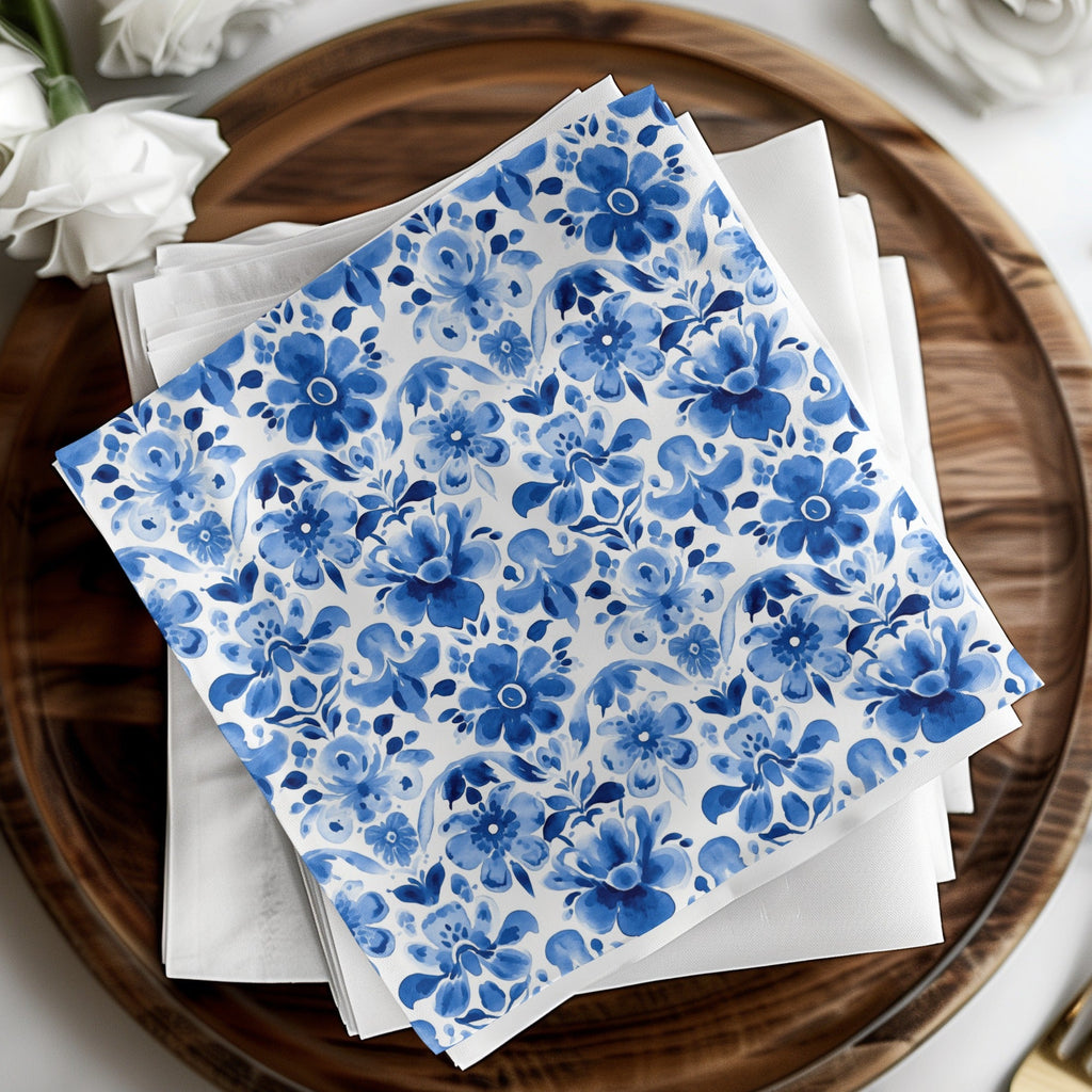 Blue Shibori Seamless Watercolor Geometric Pattern, Indigo Ink Digital Paper, Floral Fabric Design, Print on Demand, Blue Watercolor Art - Moore and Mountain