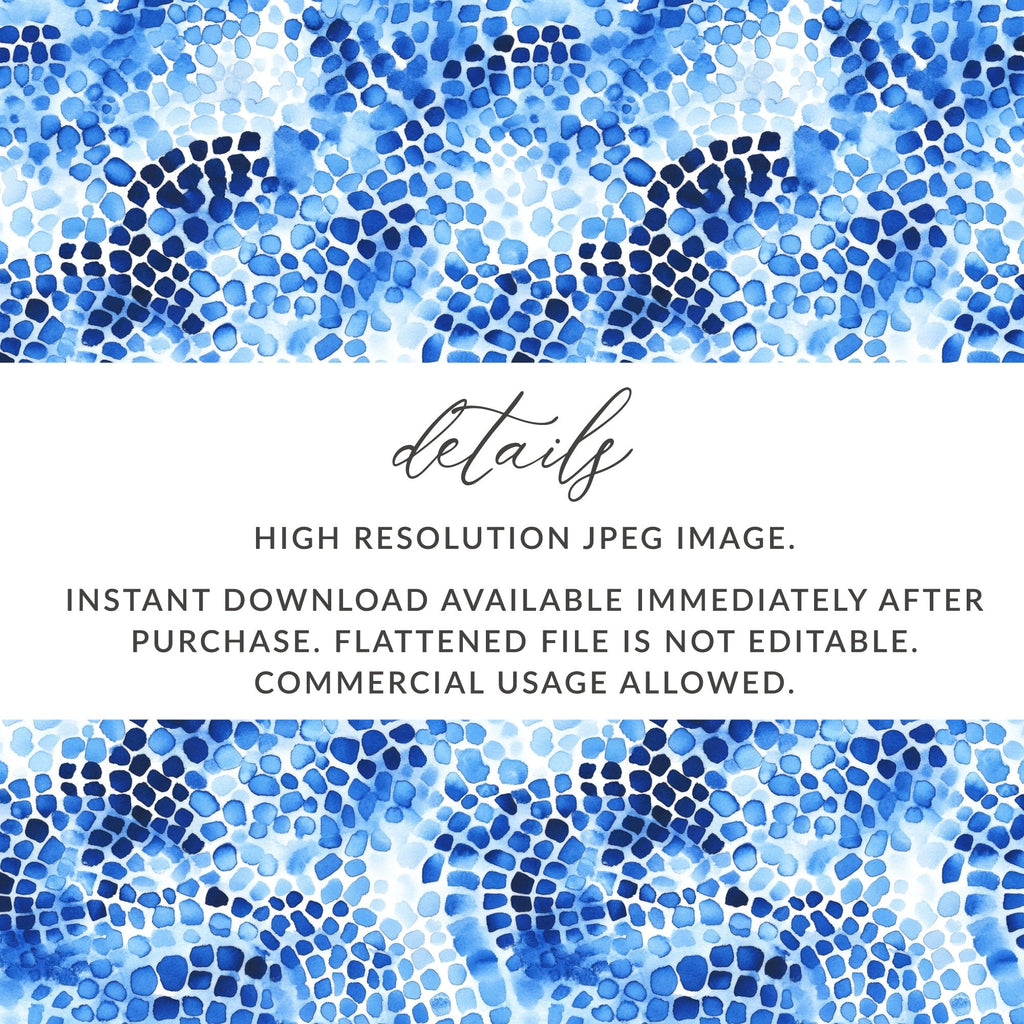 Blue Shibori Seamless Watercolor Geometric Pattern, Indigo Ink Digital Paper, Modern Abstract Tile Design, Repeatable Fabric Print - Moore and Mountain