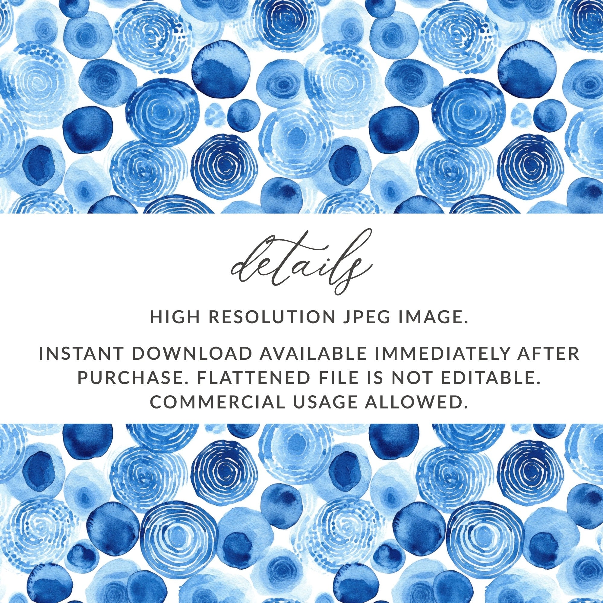 Blue Shibori Seamless Watercolor Geometric Pattern, Indigo Ink Digital Paper, Modern Background, Fabric Design, Scrapbooking, Graphic Design - Moore and Mountain