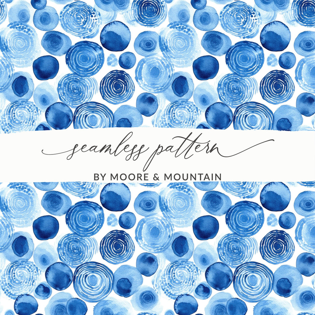 Blue Shibori Seamless Watercolor Geometric Pattern, Indigo Ink Digital Paper, Modern Background, Fabric Design, Scrapbooking, Graphic Design - Moore and Mountain