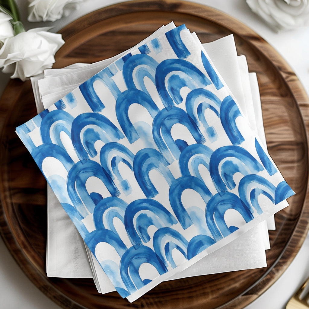 Blue Shibori Seamless Watercolor Geometric Pattern, Indigo Ink Digital Paper, Navy Arches Repeat Pattern, Scrapbook Paper, Fabric Design - Moore and Mountain